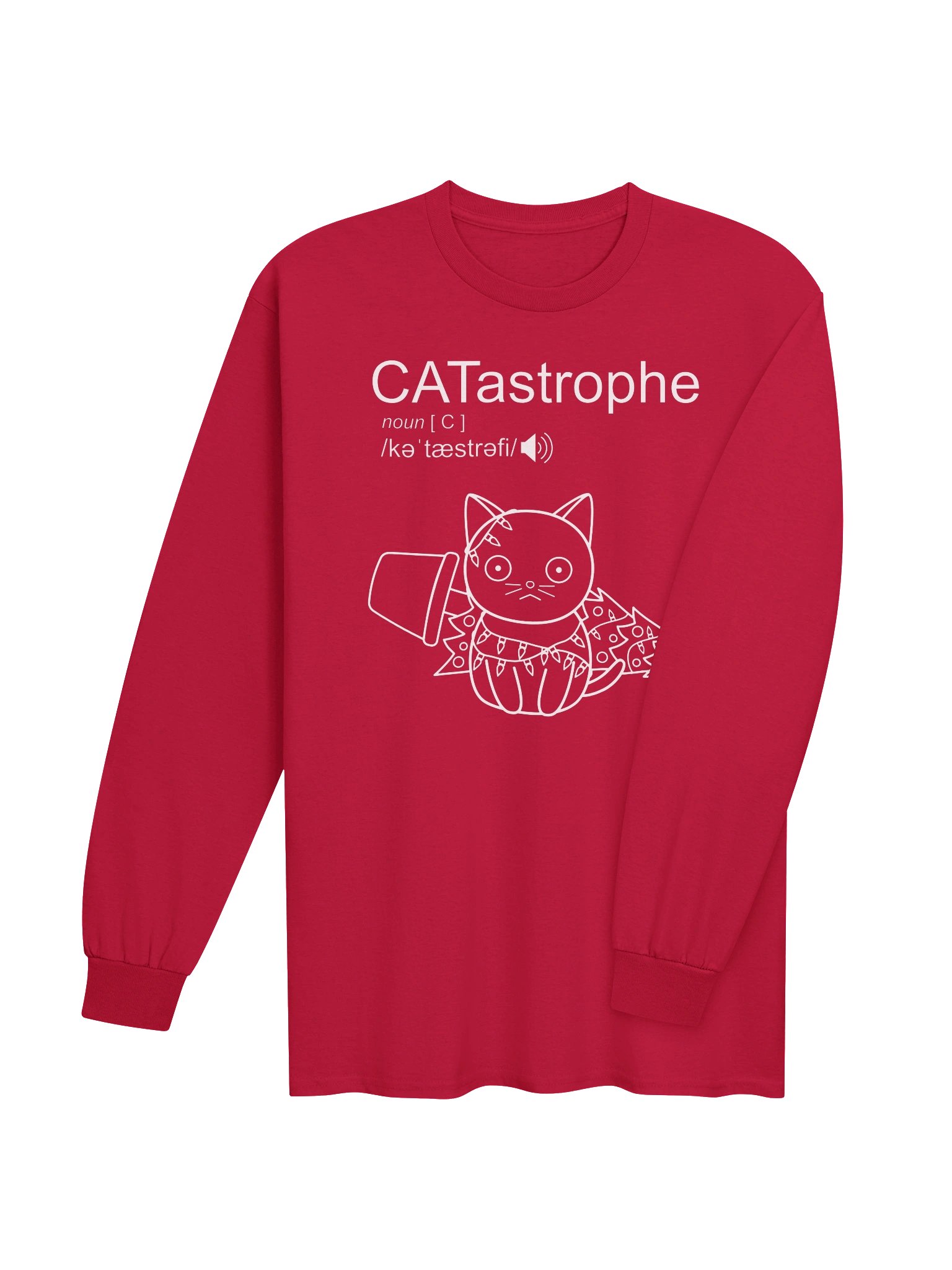 CATastrophe (Cat with Christmas Tree) - Unisex Adult Long Sleeve T-shirt product image (3)