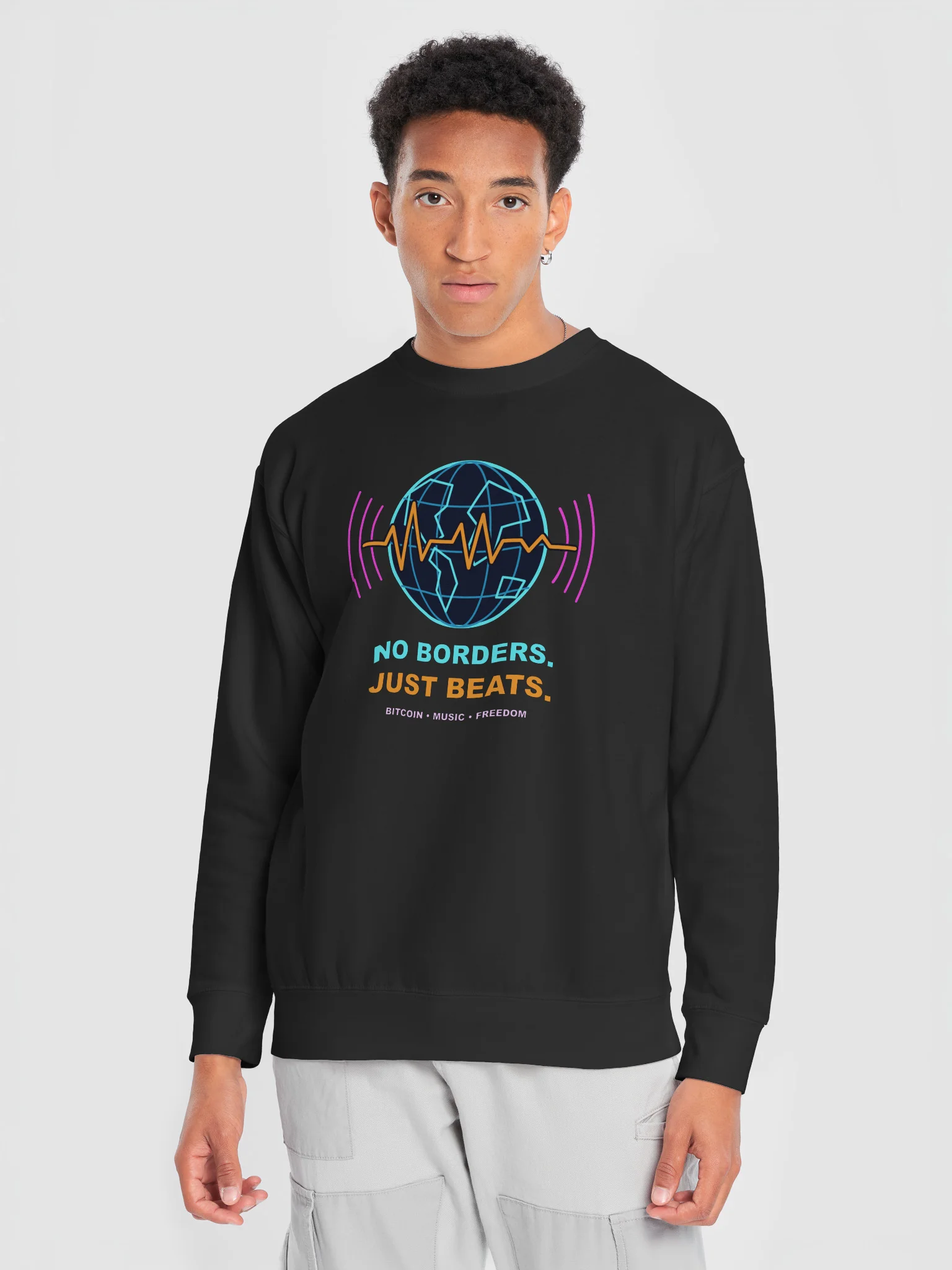 No Borders. Just Beats. Bitcoin Crewneck Sweatshirt product image (19)