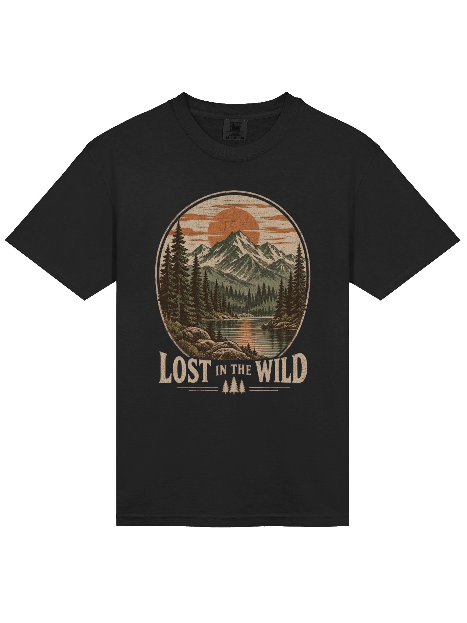 Vintage Mountain T-Shirt, Lost in the Wild Graphic Tee, Retro Forest Nature Shirt, Outdoor Adventure Gift product image (5)