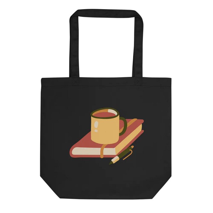 Chic Eco-Friendly Tote: Yellow Mug and Red Book product image (1)