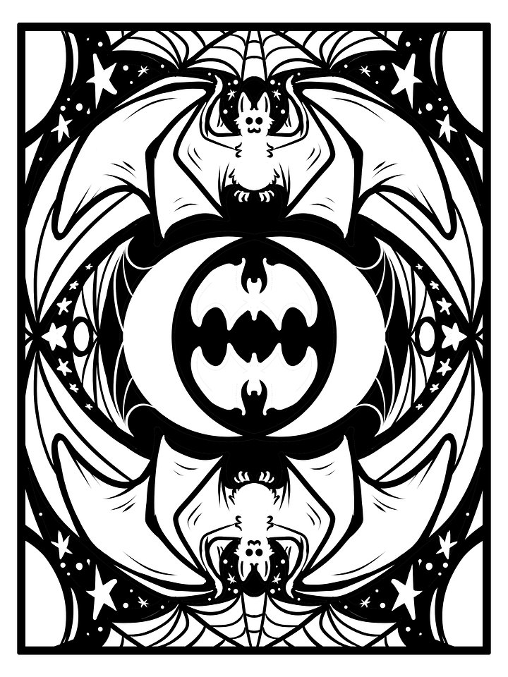 Cute Cartoon Bats - Halloween - Coloring Pages product image (1)