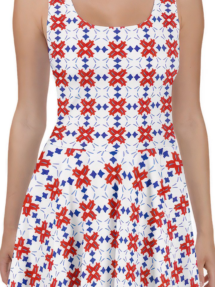 Bold Red & Blue Floral Dress product image (2)