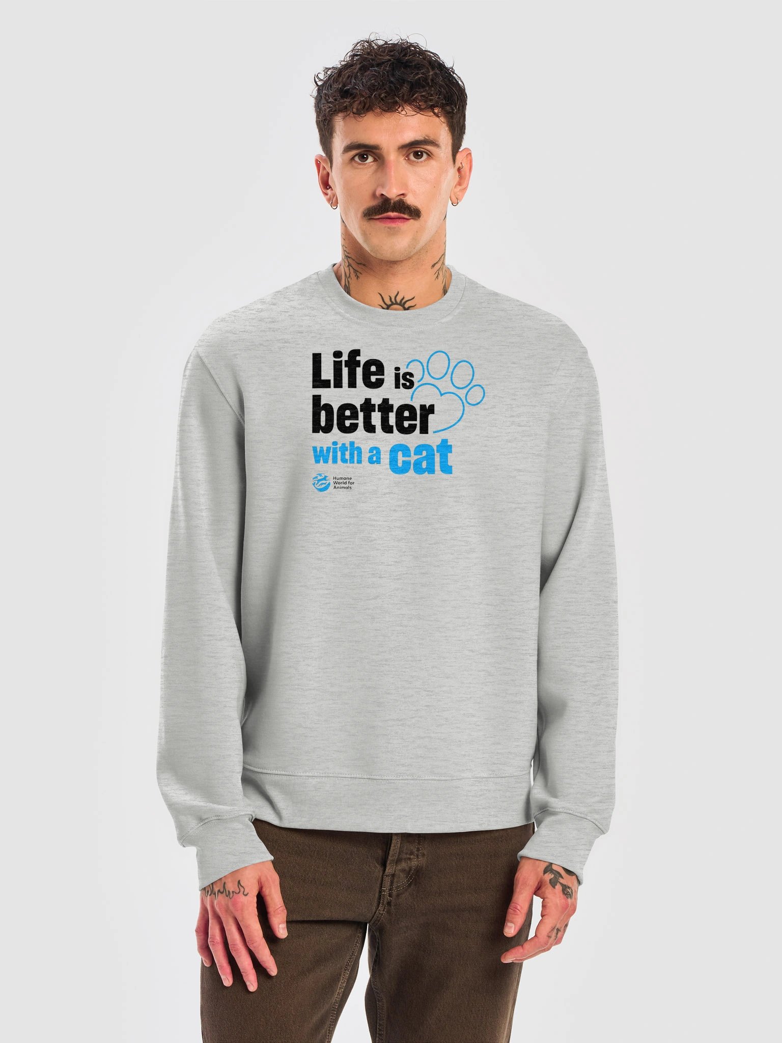 Life is better with a cat - typographic - Sweatshirt product image (5)