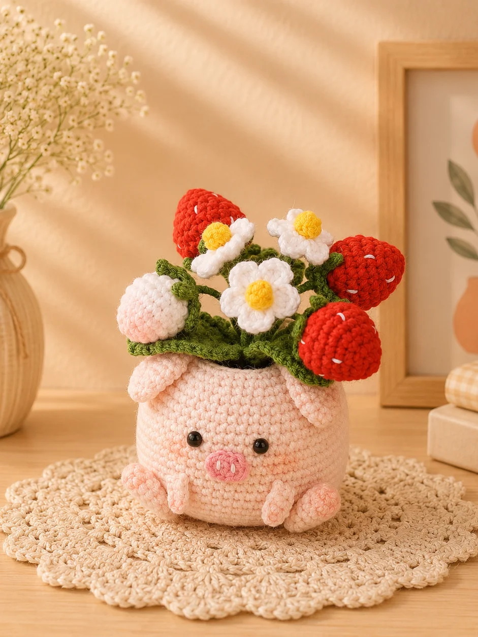 Strawberry Pig Pot Crochet Pattern product image (3)