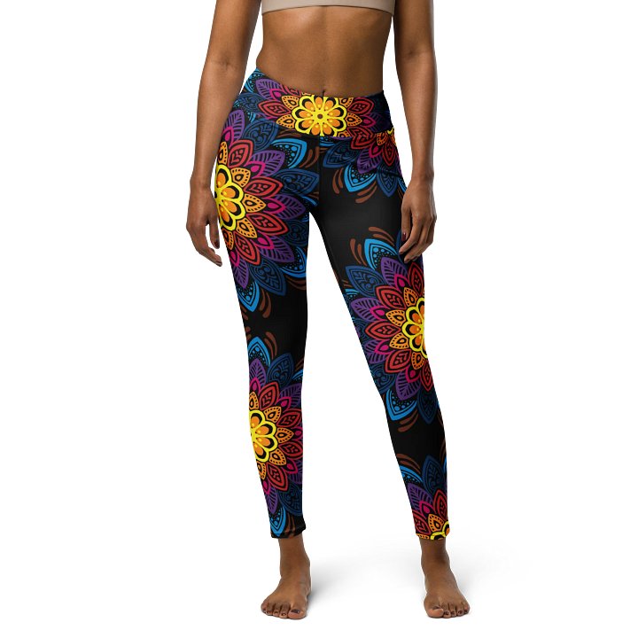 Mandala Burst High-Waist Yoga Leggings - Vibrant Floral Artistry product image (1)