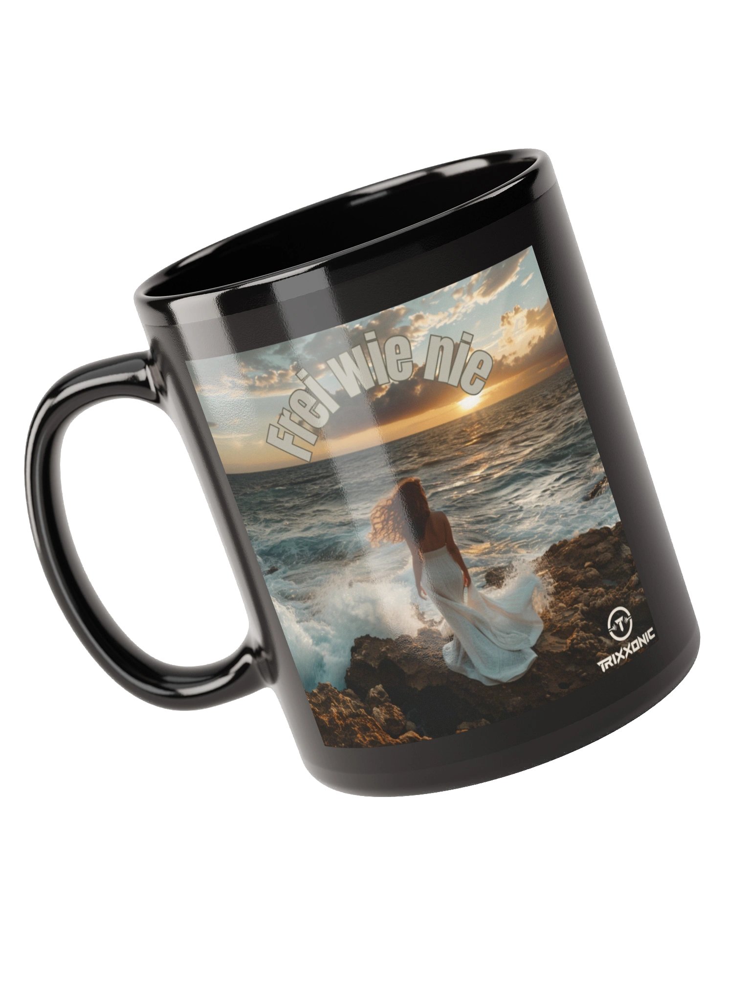 🖤 Black Glossy Mug – „Frei wie Nie“ product image (10)