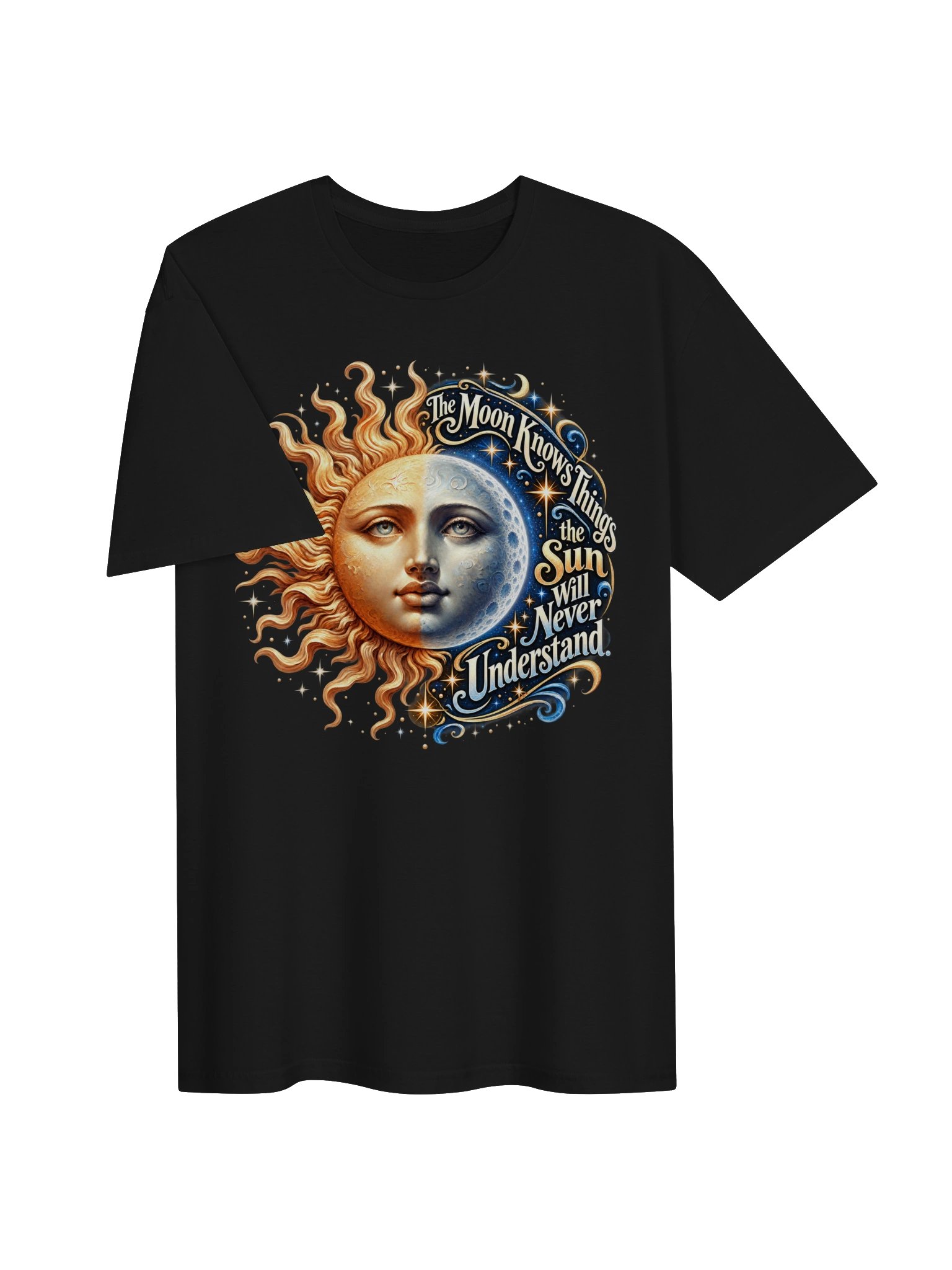 The Moon Knows - Gildan Unisex T-Shirt - Sun & Moon Celestial Art product image (8)