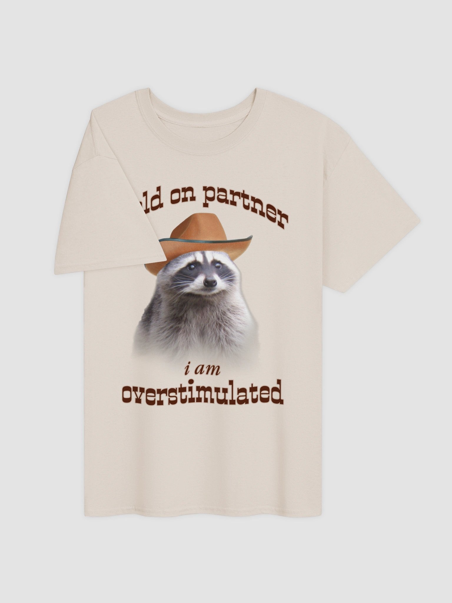 Hold On Partner I'm Overstimulated - Raccoon T-shirt product image (3)