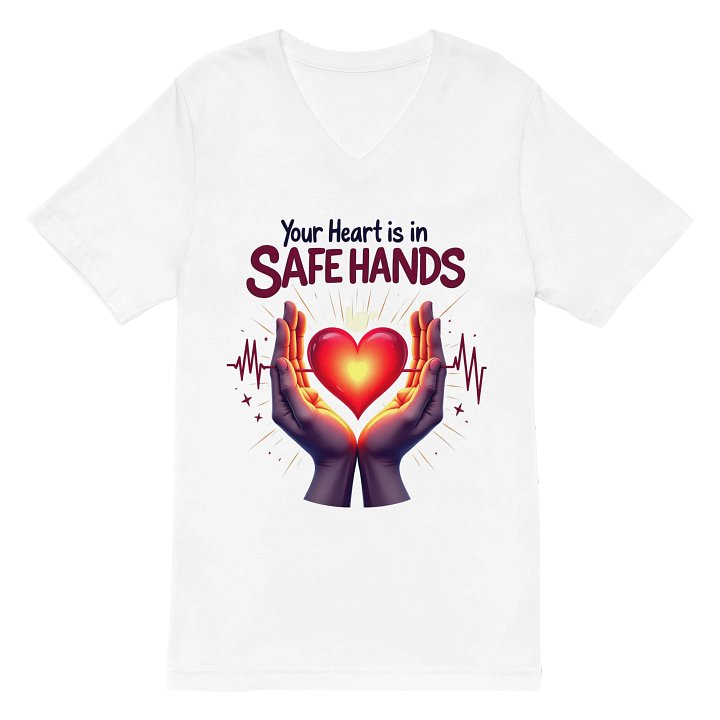 Glowing Heart Safe Hands V-Neck Tee product image (2)