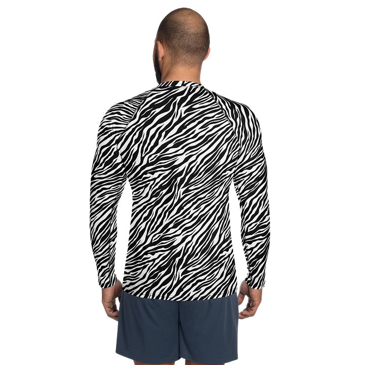 Zebra Stripes Men’s Rash Guard Athletic Swim Shirt Surfwear product image (2)