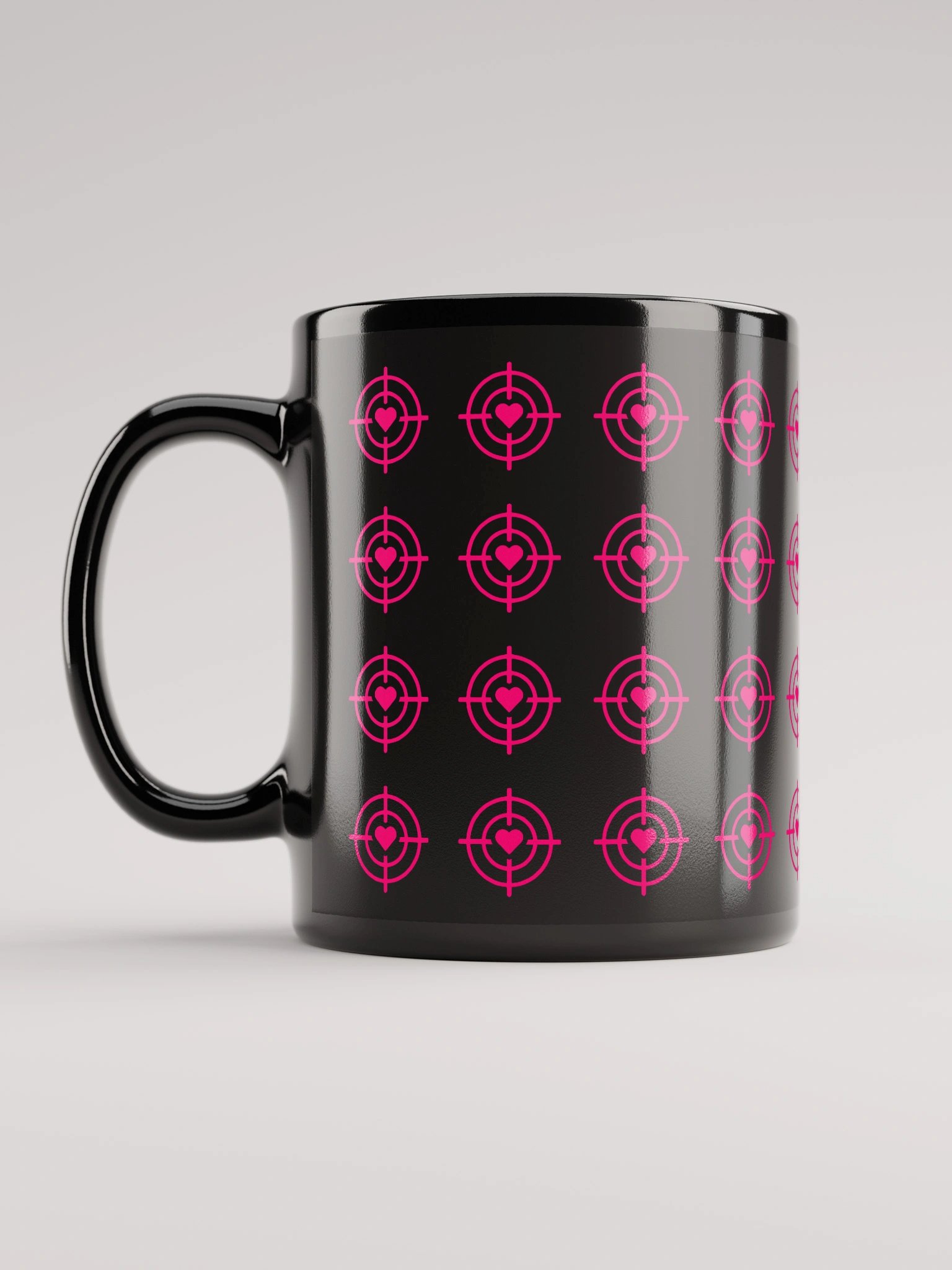 Pink Heart Crosshair Black Mug product image (1)