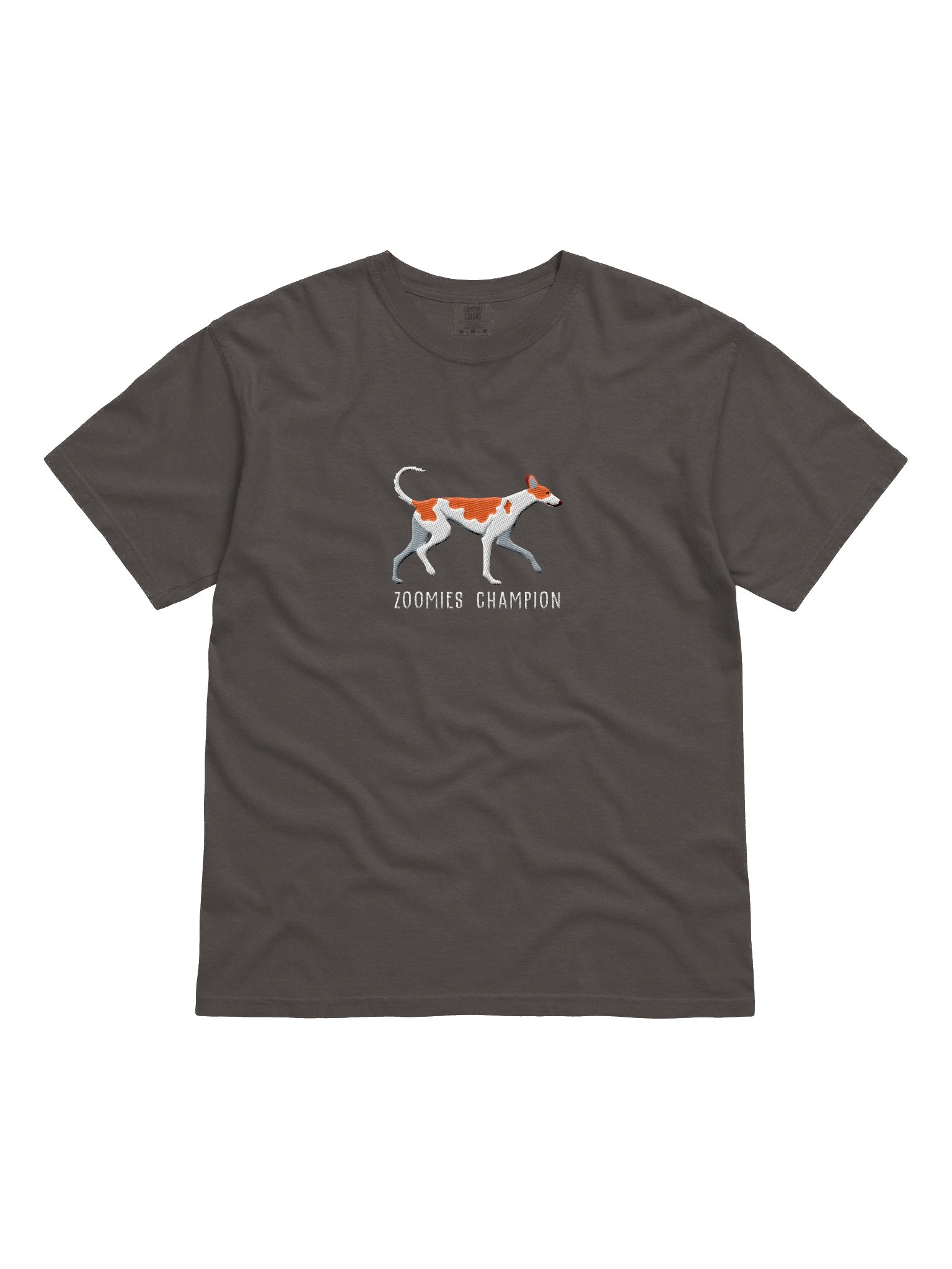 Zoomies Champion T-Shirt(Embroidered) of an Ibizan Hound(Red & White) product image (4)