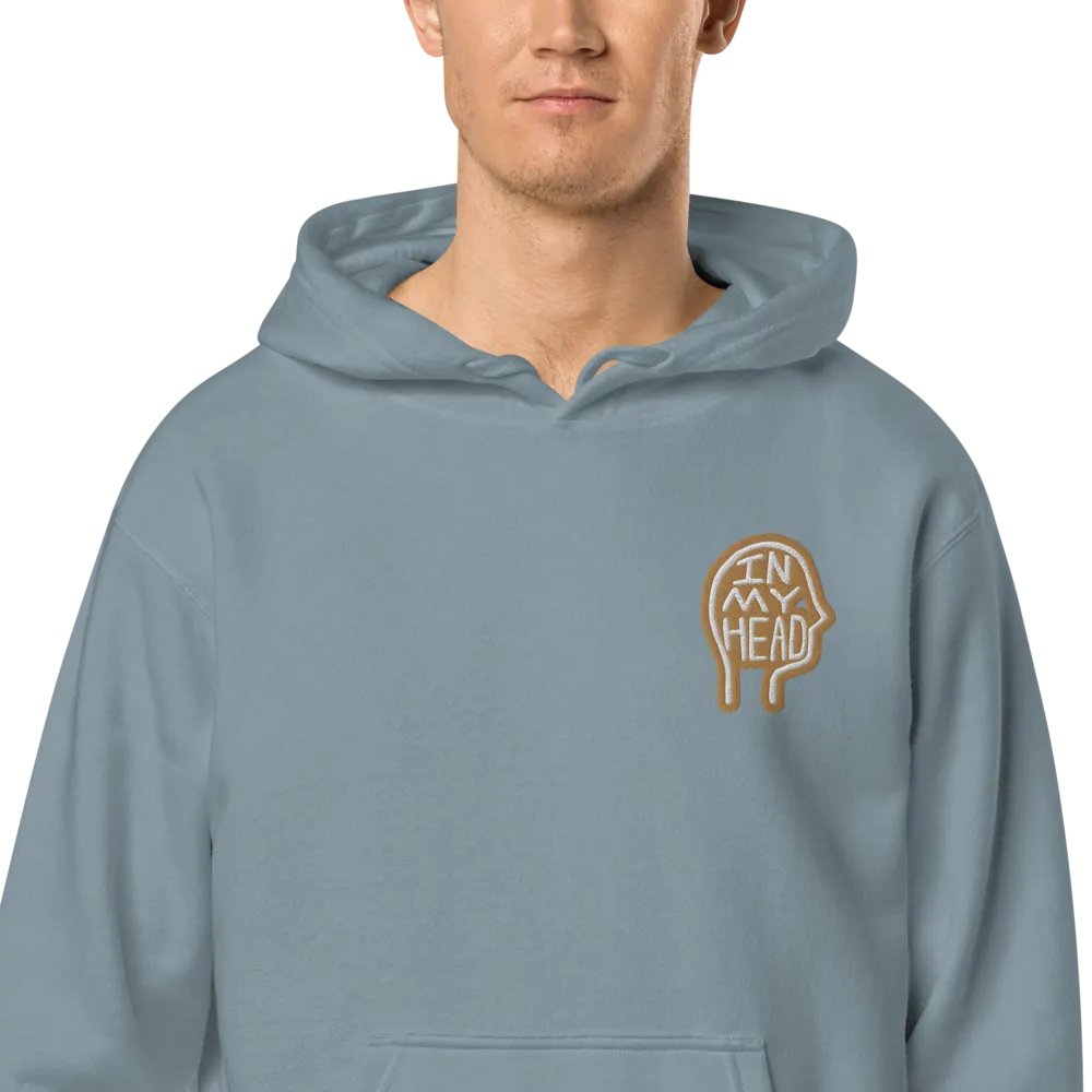 In My Head (L.C. brown bubble design 2) embroidered pigment hoodie product image (1)