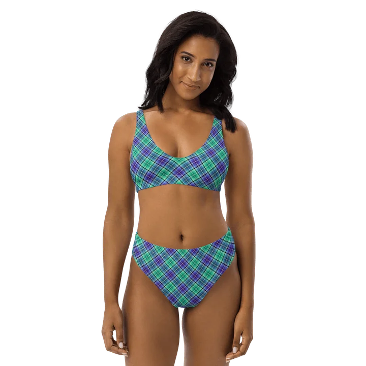 Bright Green and Purple Plaid Bikini product image (1)