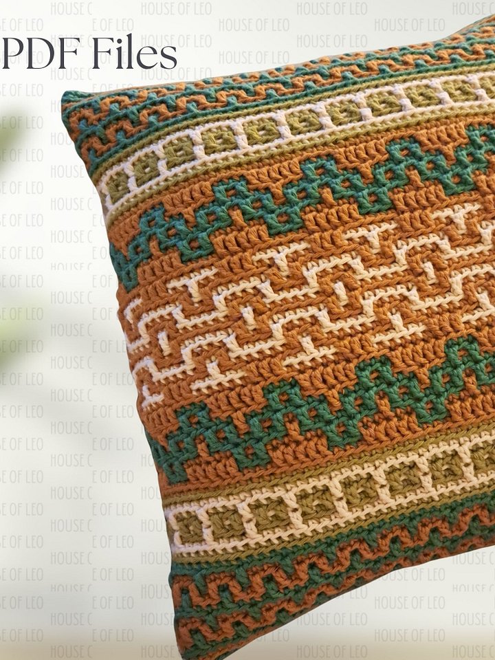 Mosaic Throw Pillow, Mosaic Crochet Pattern product image (1)