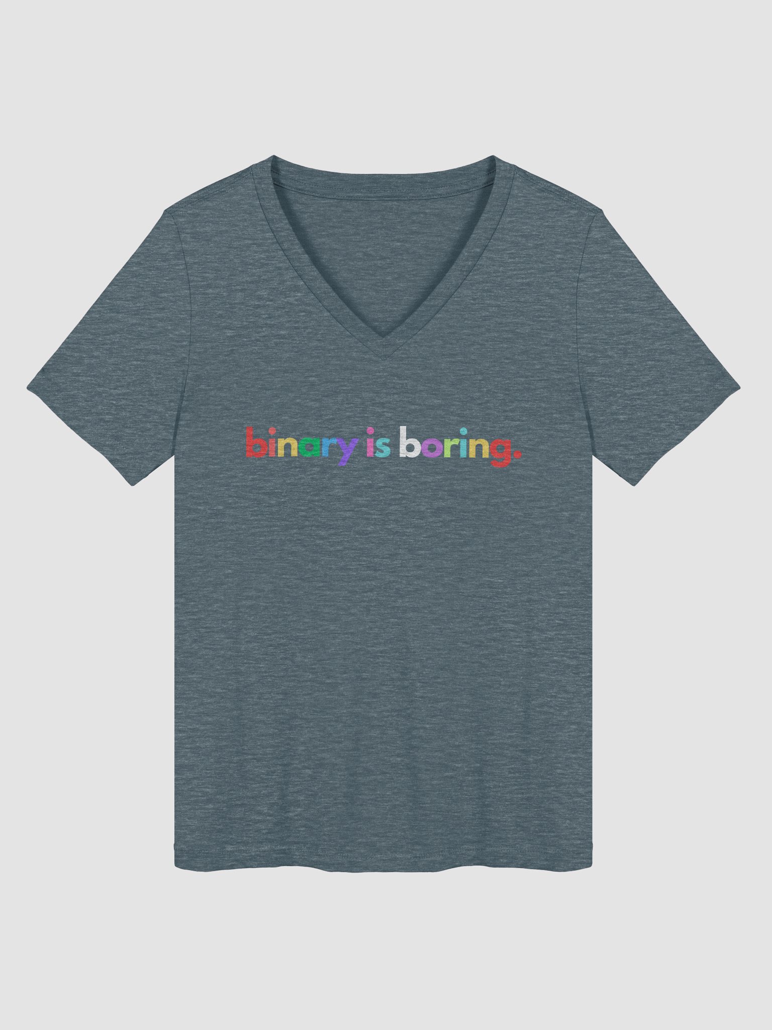 Binary Is Boring (Rainbow) V-Neck tee product image (3)