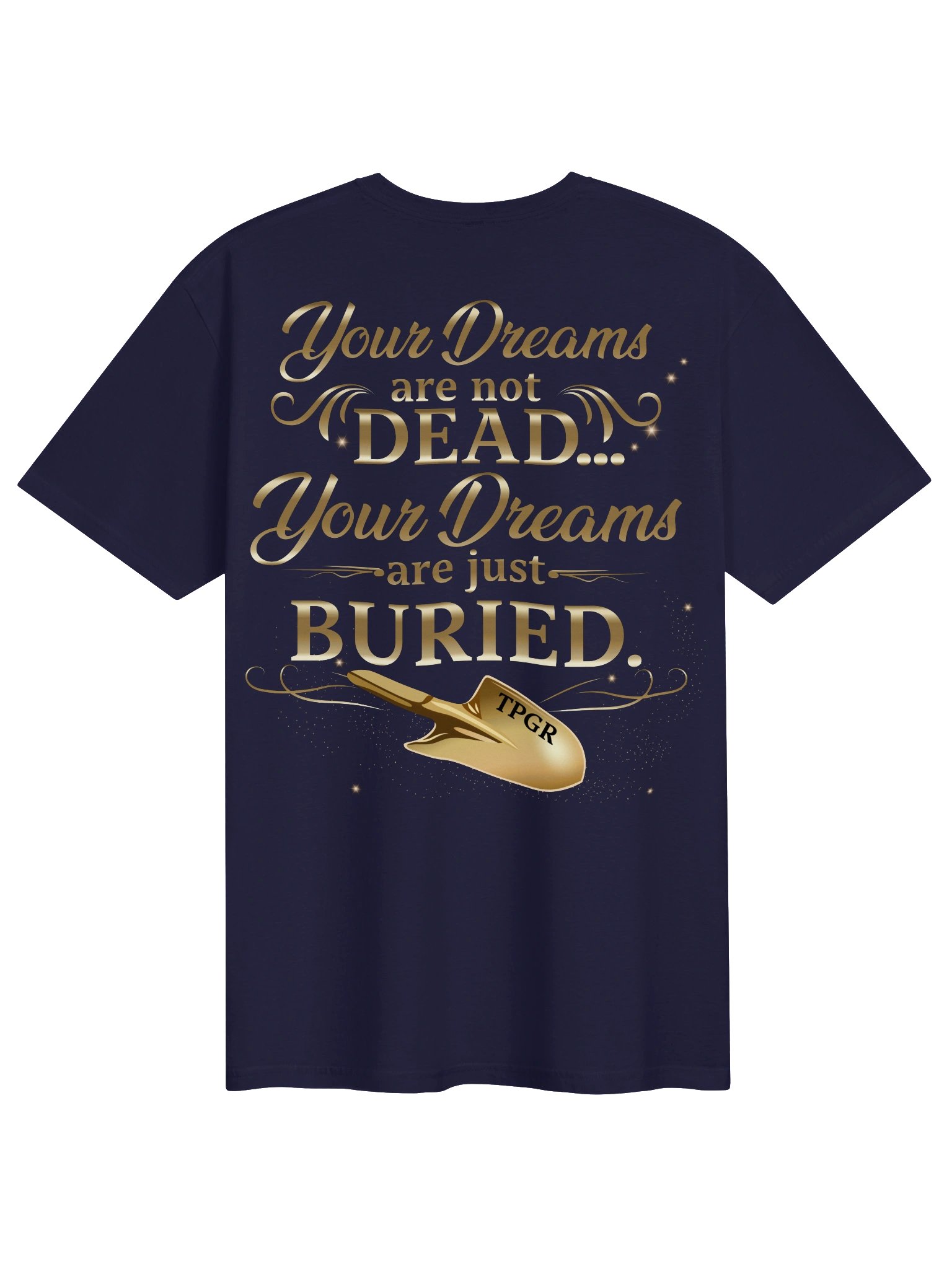 The Professional Grave Robber Navy Blue Gold Script Tee product image (2)