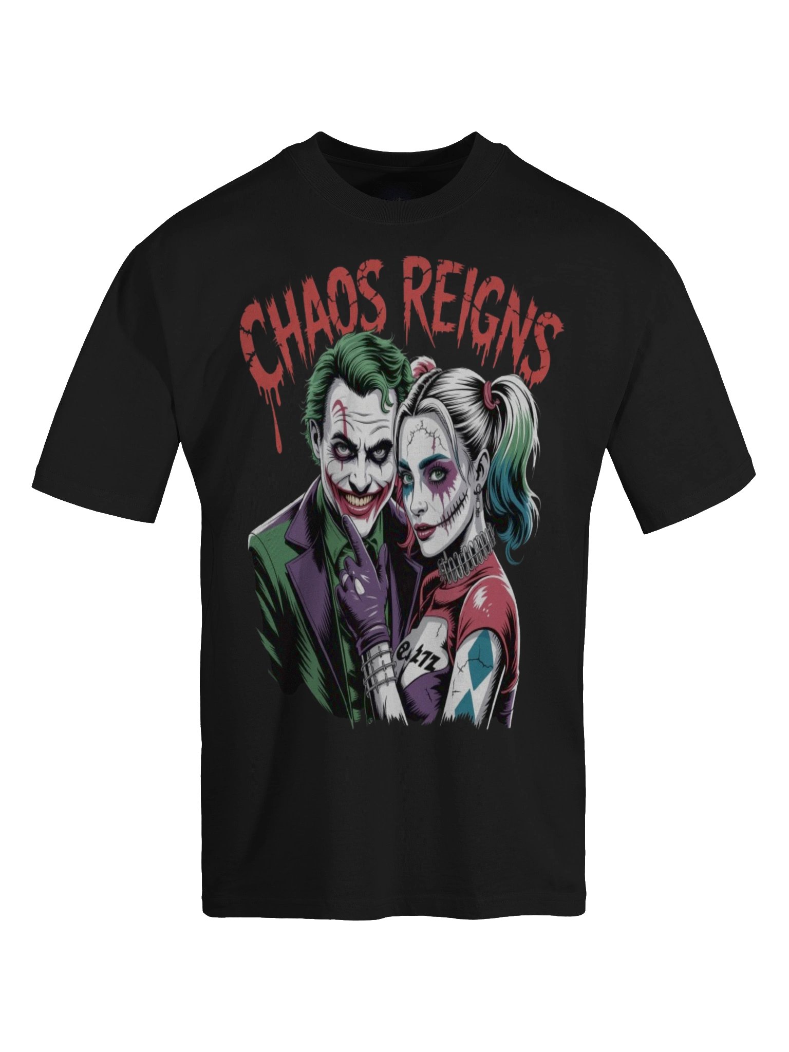 Joker & Harley Quinn 'Chaos Reigns' Oversized Faded T-Shirt product image (1)