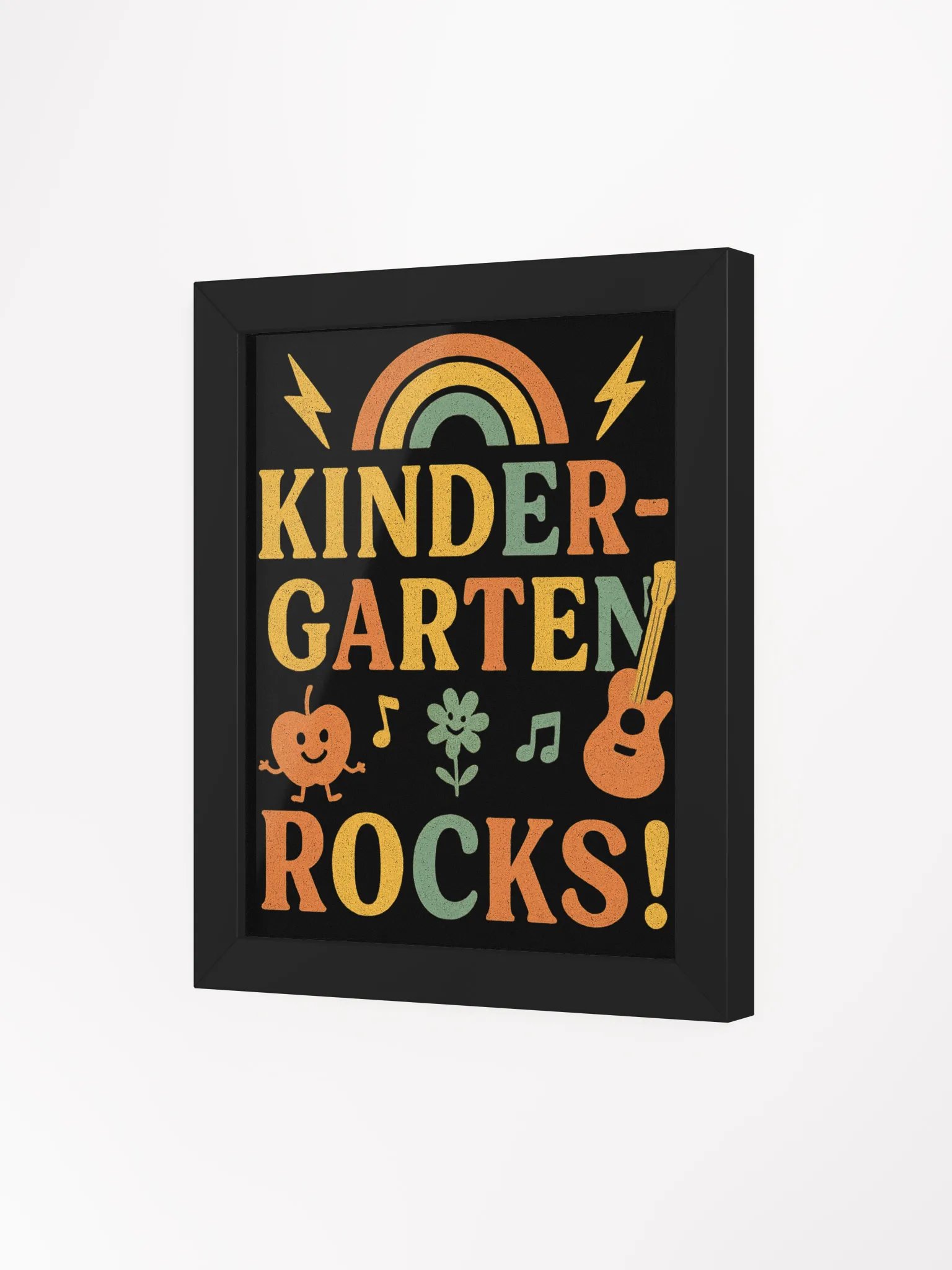 Kindergarten Rocks! Framed Poster – Colorful Retro Teacher Wall Art product image (47)
