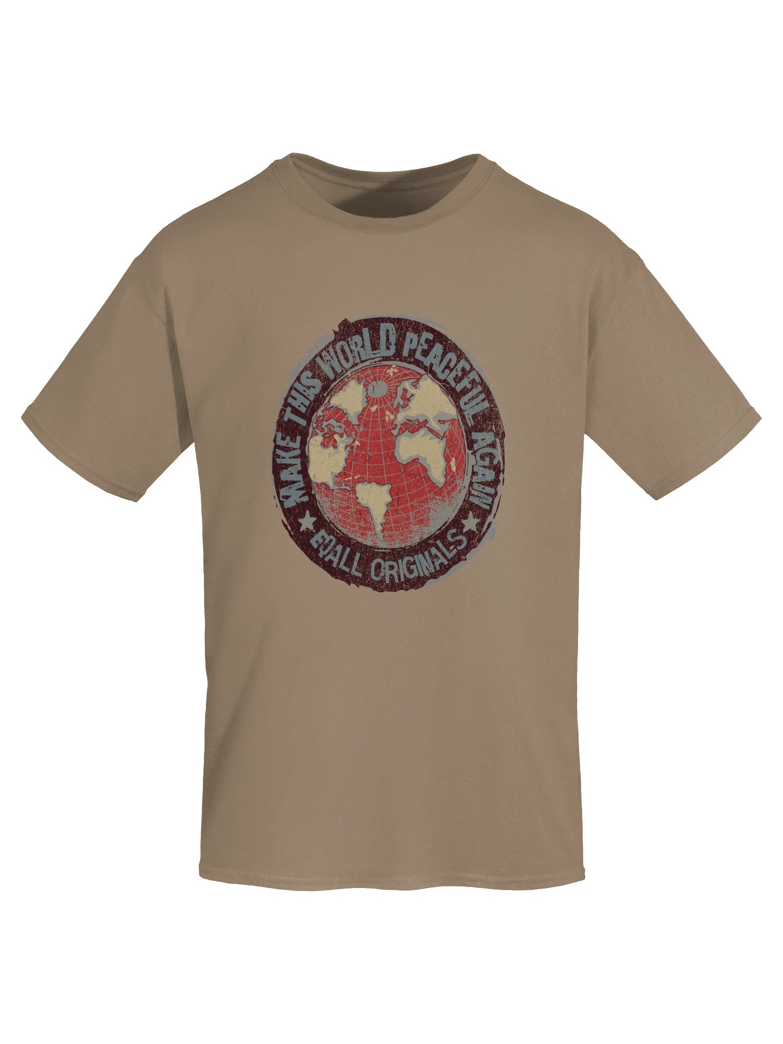 World Peace_EQALL® Originals Unisex Gildan Tee_Grey / Red / Beige product image (7)