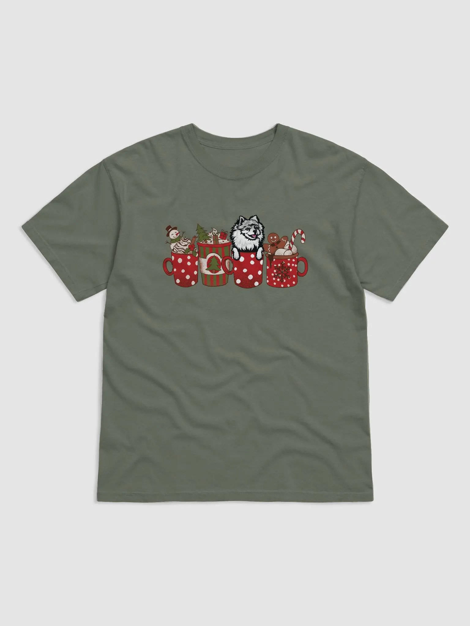 Cute Pomeranian(White 2) in a Christmas Cup T-Shirt | Funny Christmas Pup in a Cup product image (19)