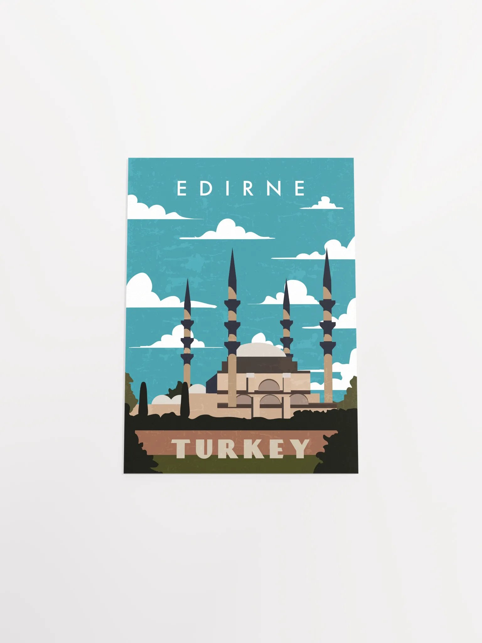 Edirne, Turkey — Retro travel minimalist poster, retro travel art, retro travel wall art, vector art product image (9)