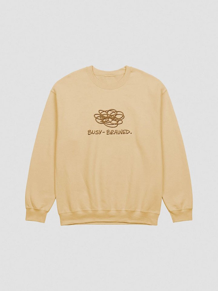 BUSY-BRAINED. (lg. design, brass thread) embroidered crewneck product image (16)