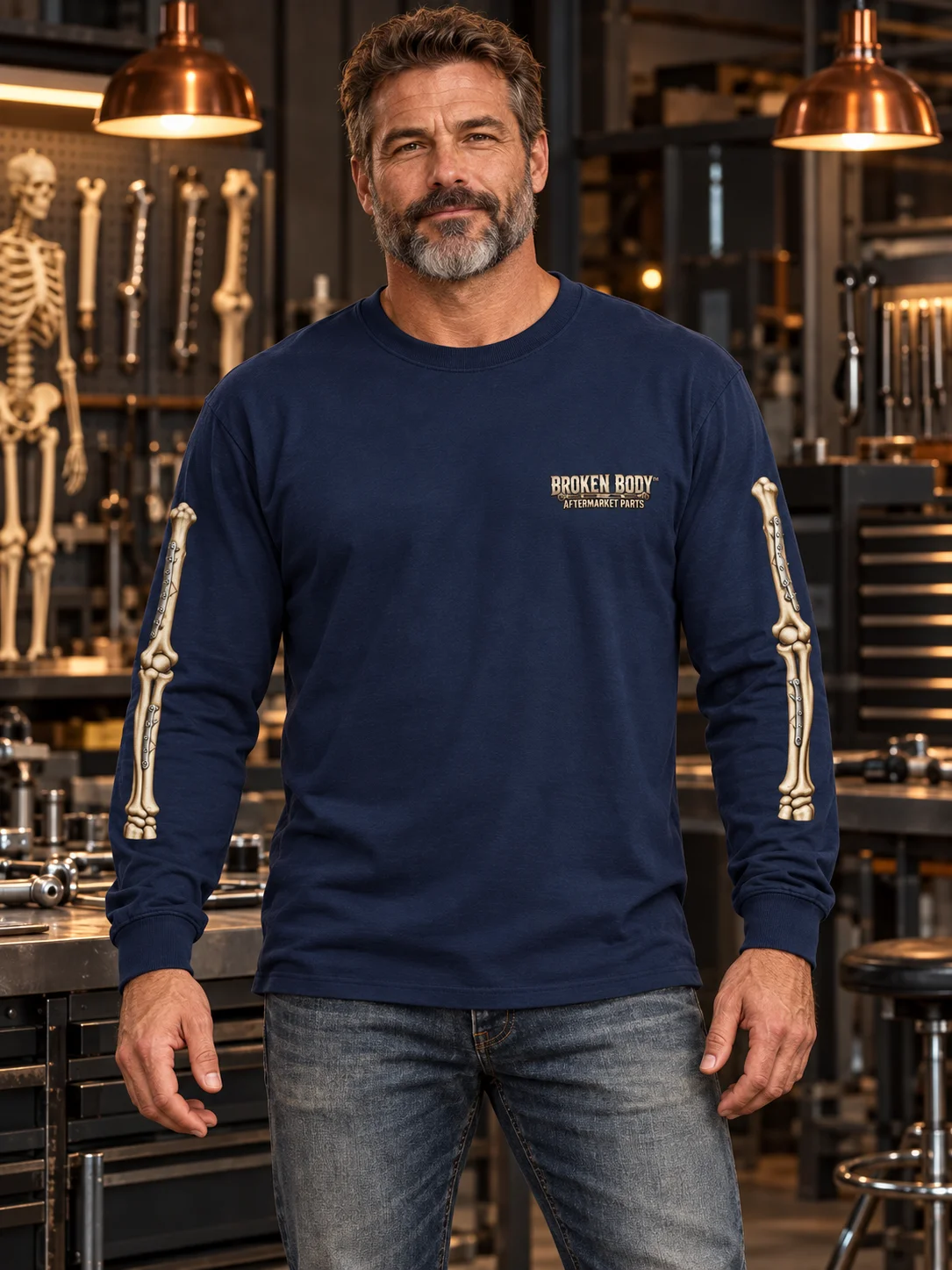 Broken Arms Shirt — Aftermarket Parts Upper & Lower Arms Long-Sleeve Tee | Rebuild Shop product image (1)