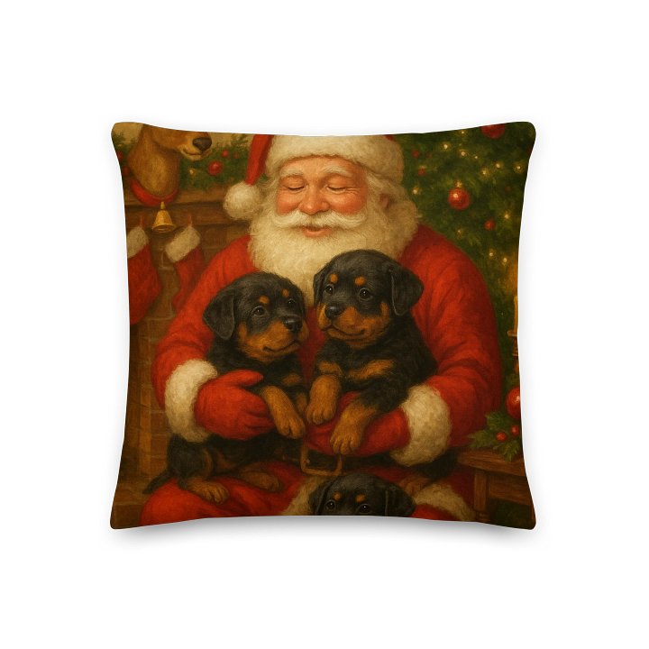 Santa's Rottweiler Puppies Festive All-Over Print Pillow product image (3)