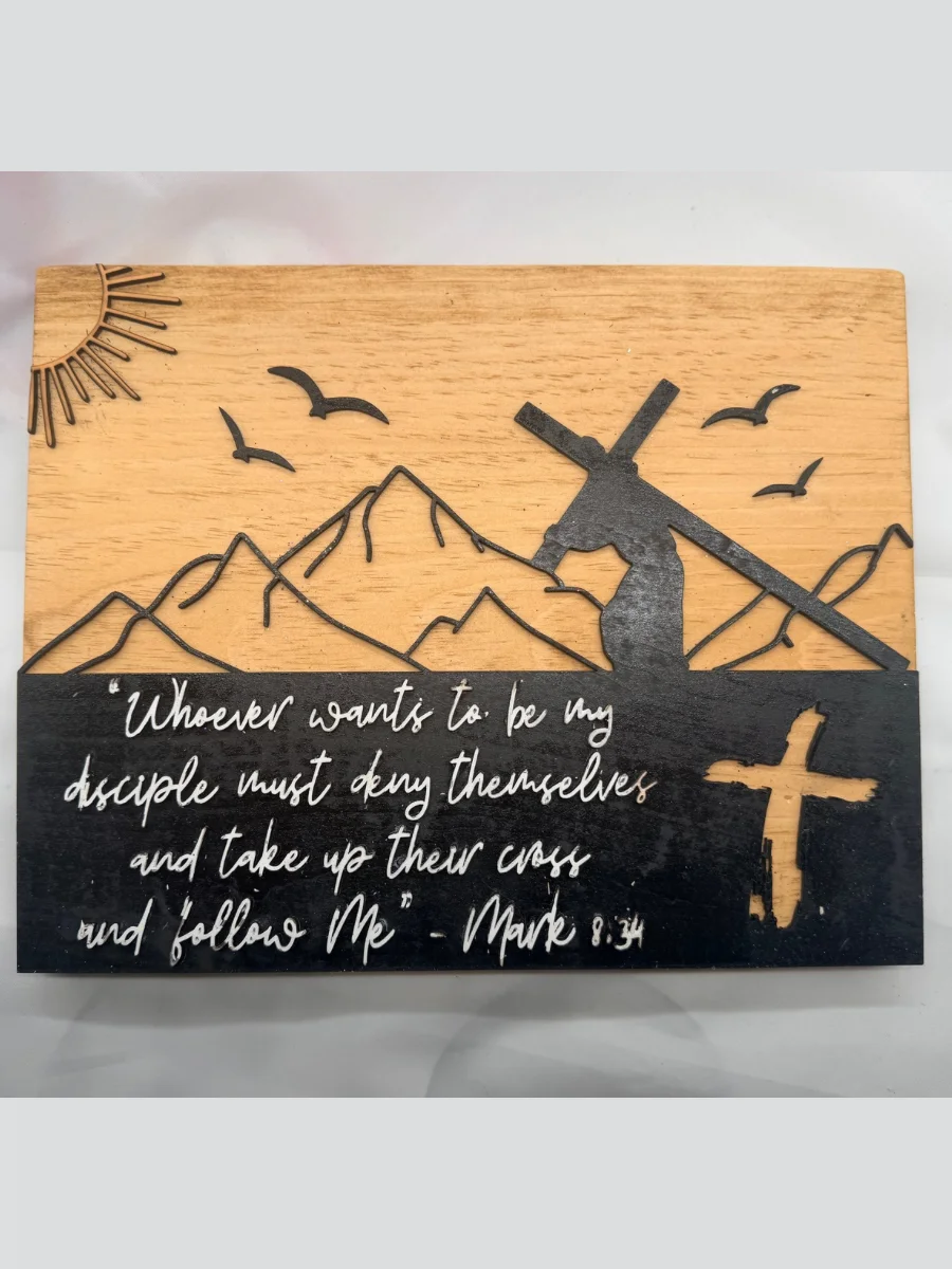 Christian-Faith Wood Sign - Mark 8:34 product image (1)