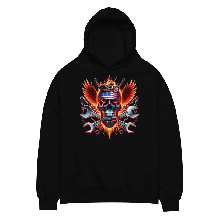 Flaming American Skull Oversized Hoodie #30 product image (2)