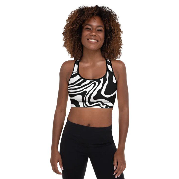 B/W Monochrome Waves Sports Bra product image (1)