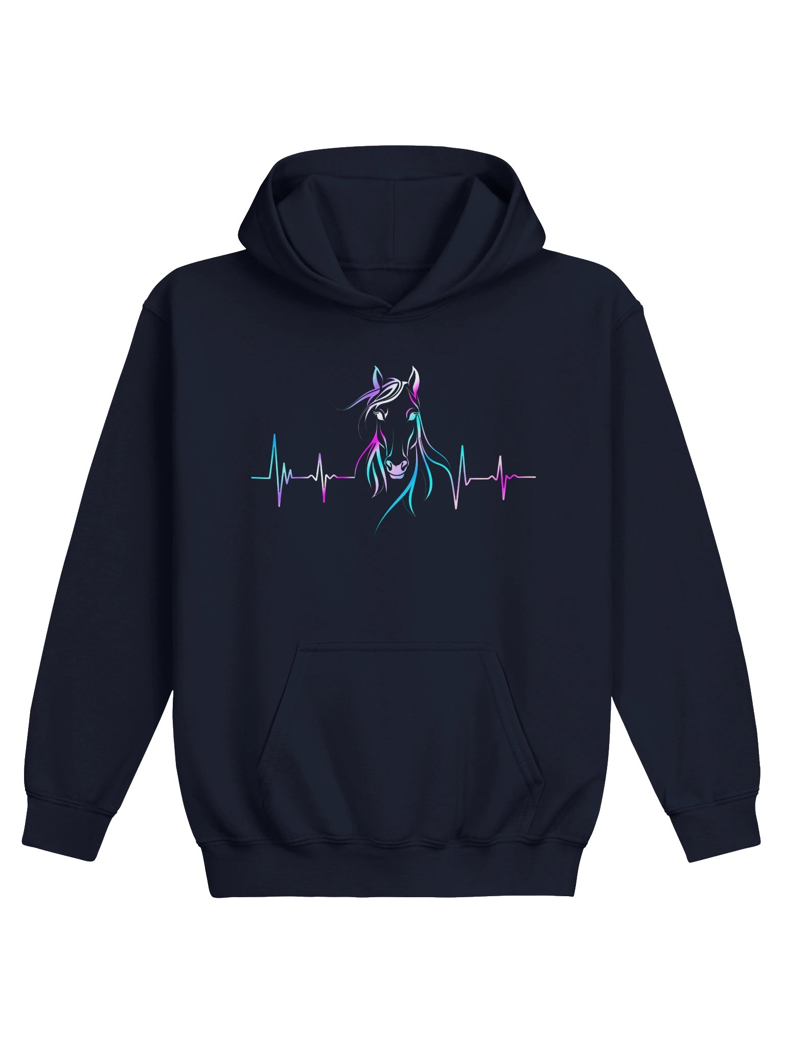 Horse Heartbeat Colorful Youth Hoodie | Equestrian Sweatshirt for Kids product image (1)