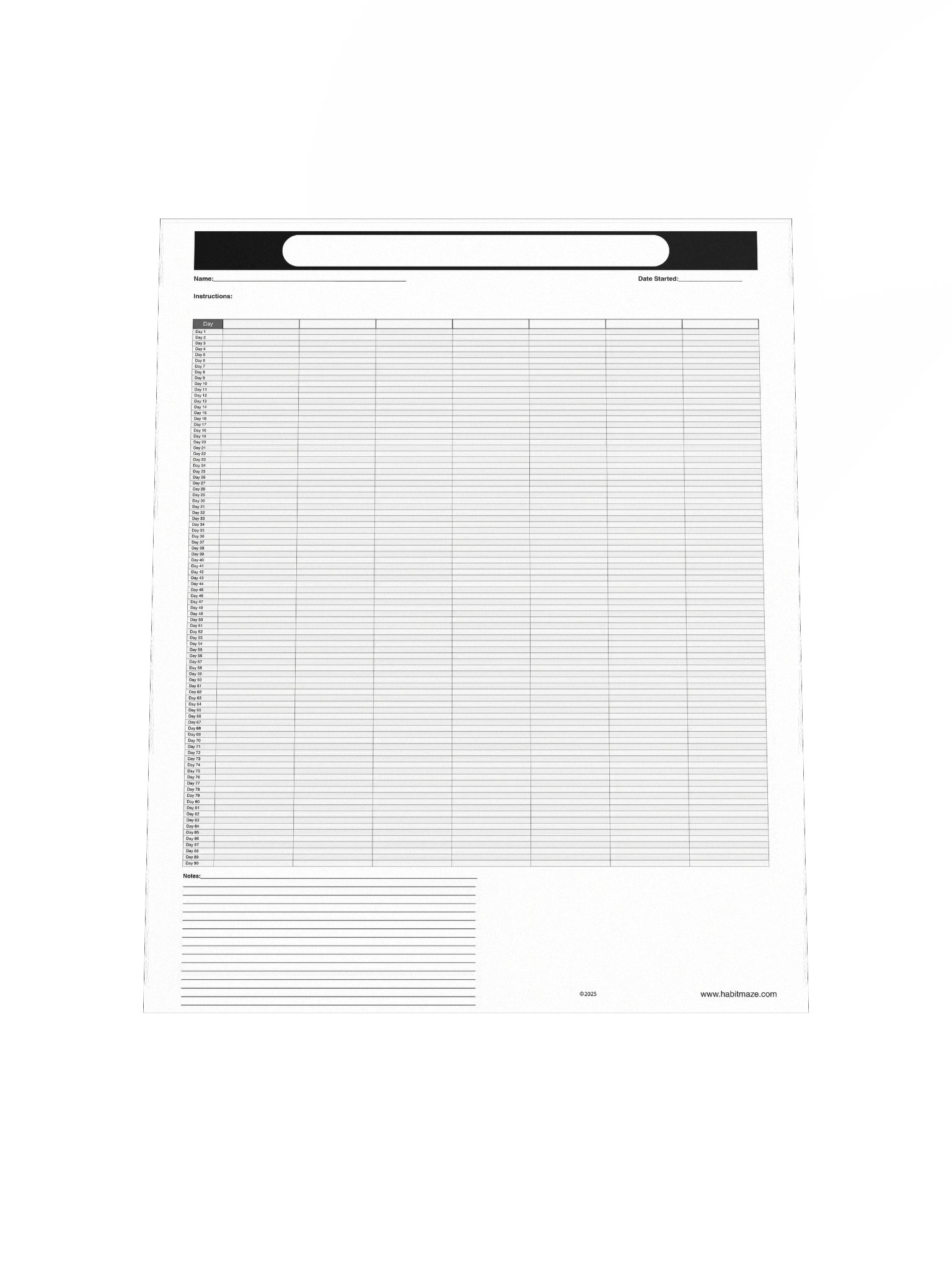 90 Day Blank Planner With 7 Columns and Notes product image (5)