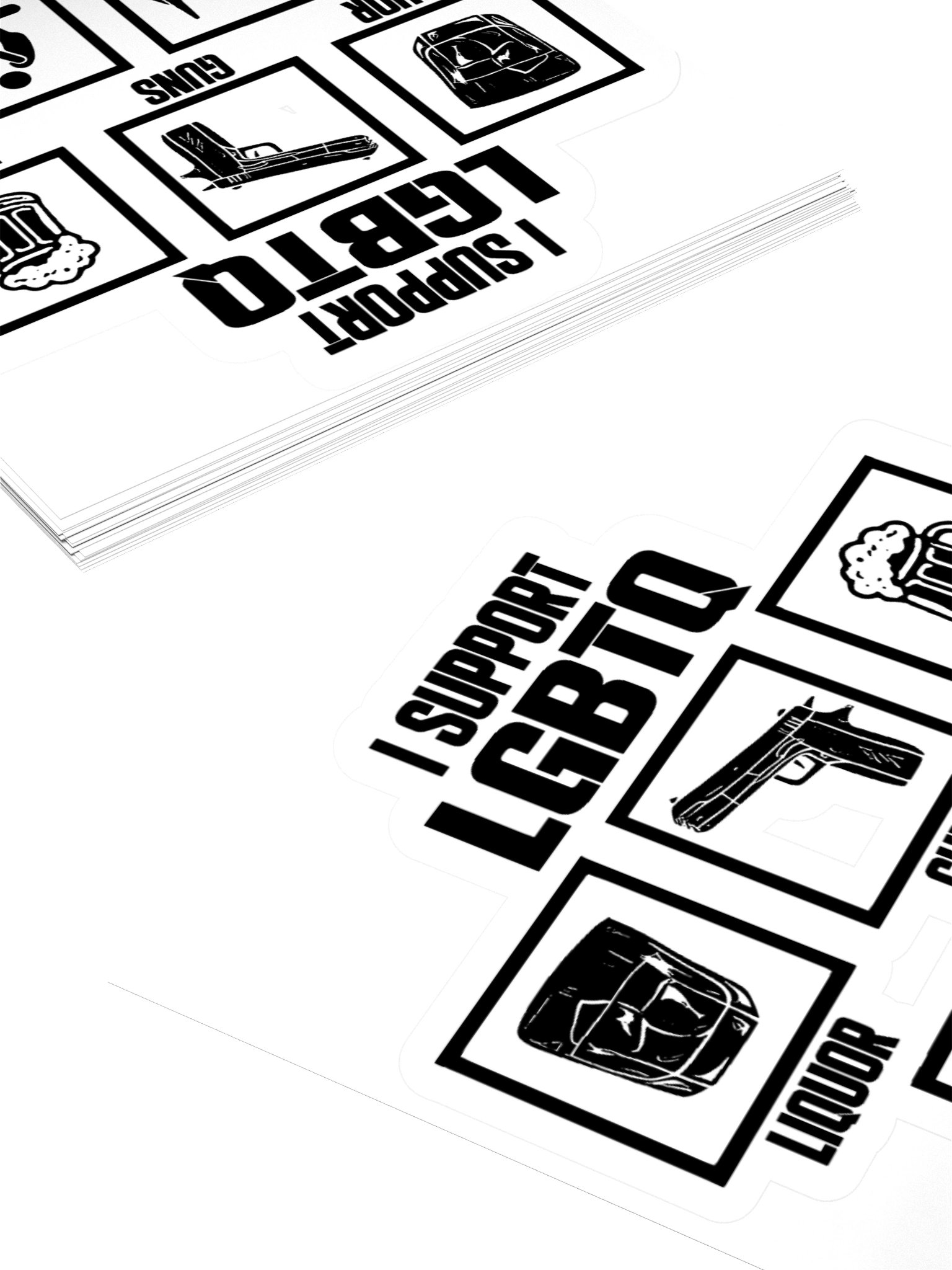 I Support LGBTQ Liquor Guns Beer Titties Quickies Sticker product image (4)