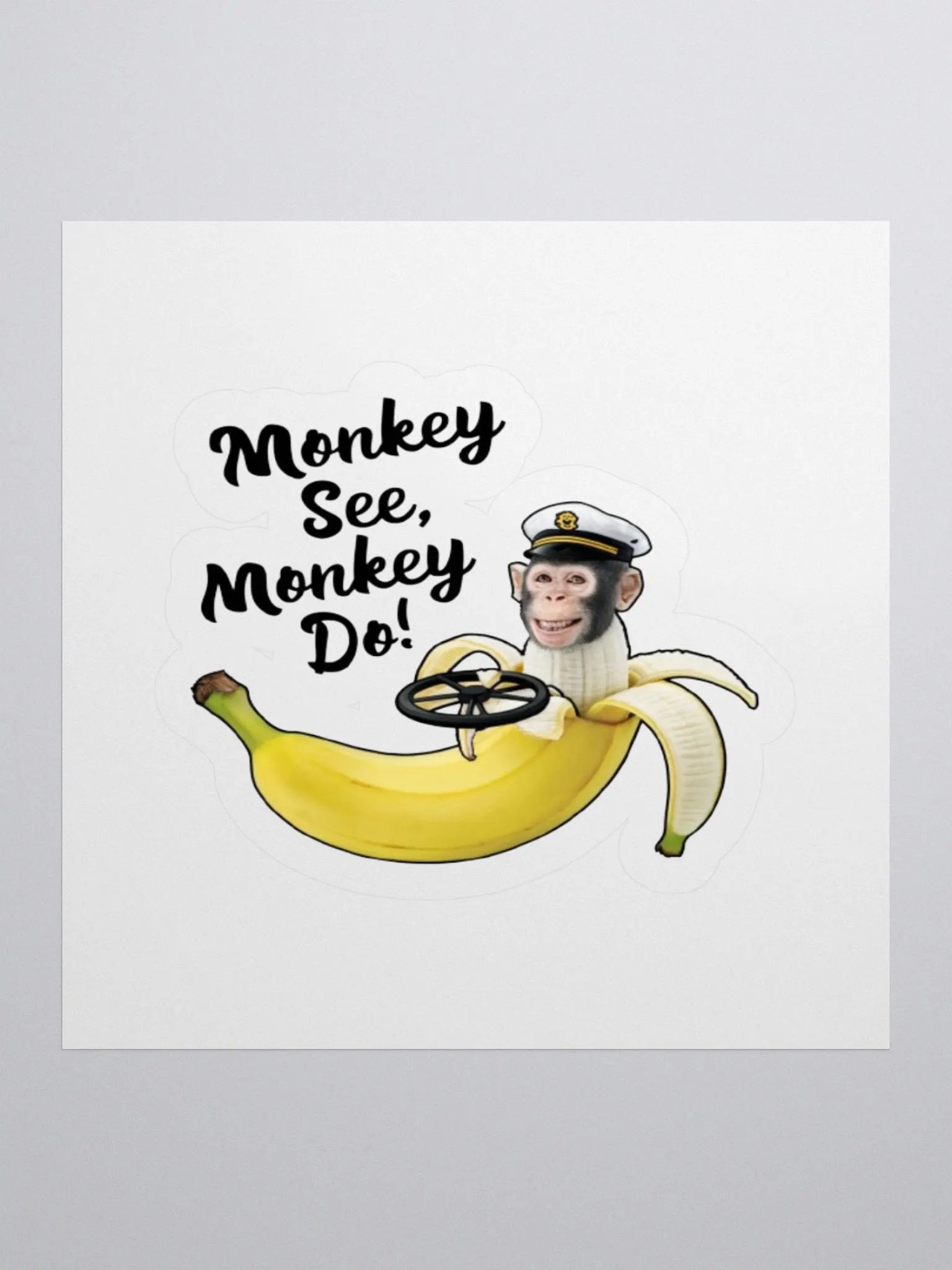 Whimsical Monkey in Banana Sticker - Perfect for Laptops, Cars, and More! product image (1)