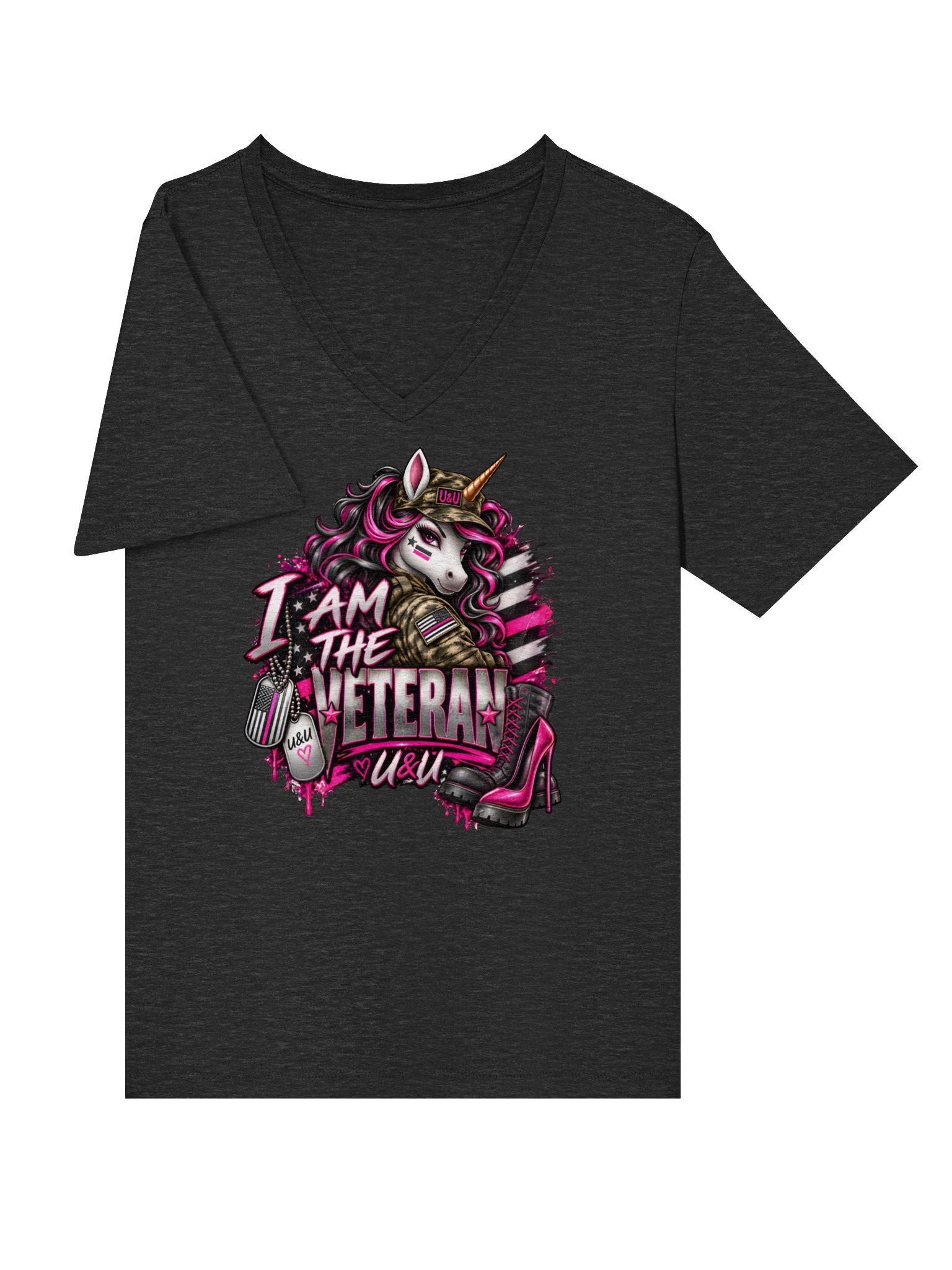 I am the Veteran Unicorn V-Neck Tee product image (3)