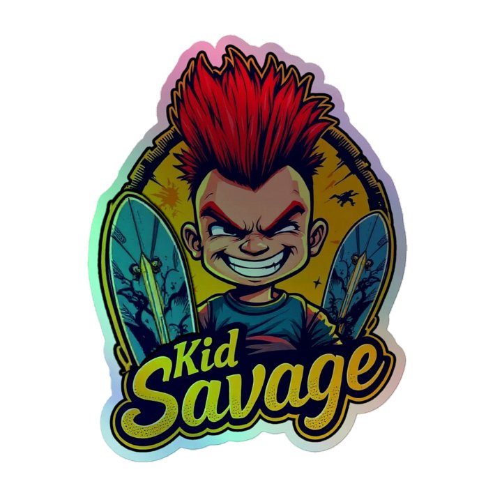 Kid Savage Surfs Up Holographic Sticker product image (2)
