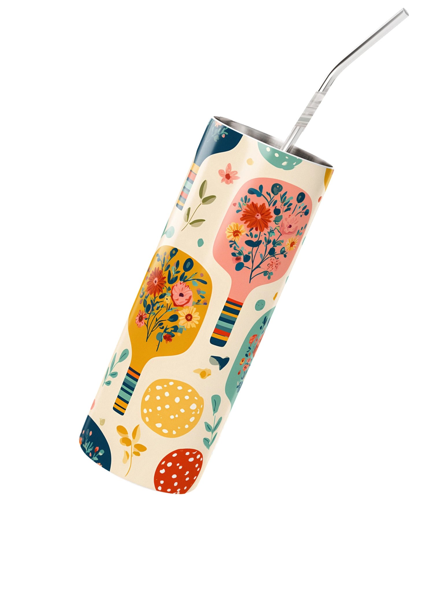 Floral Pickleball Tumbler | Colorful Pickleball Lover Travel Cup product image (2)