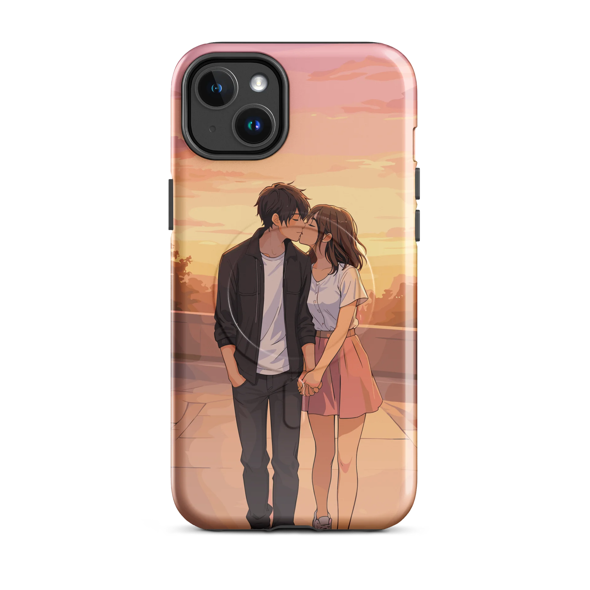 Couple twilight kiss on an urban sidewalk iPhone® Tough Case product image (2)