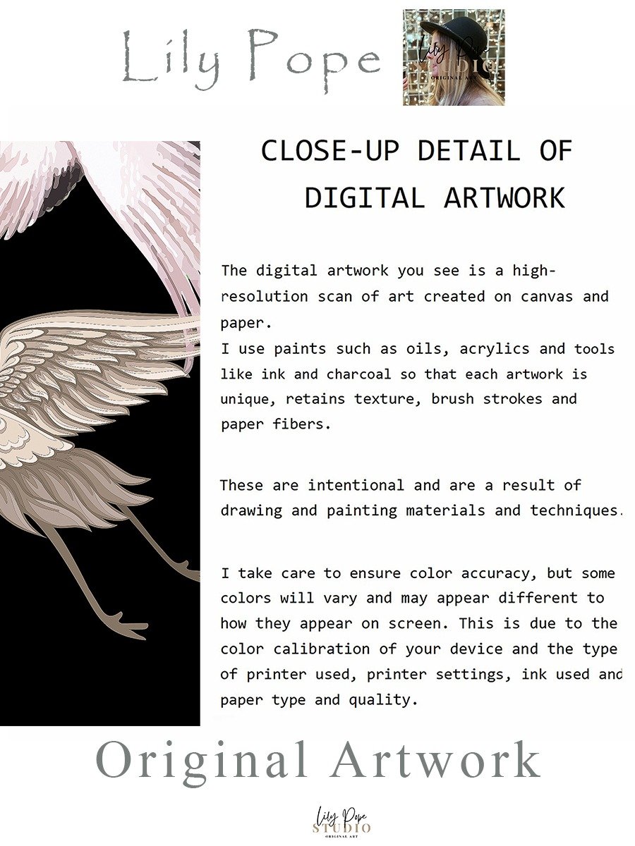 Samsung Frame TV Art Black Japanese Flying Birds Painting Screensaver Digital TV Background product image (3)