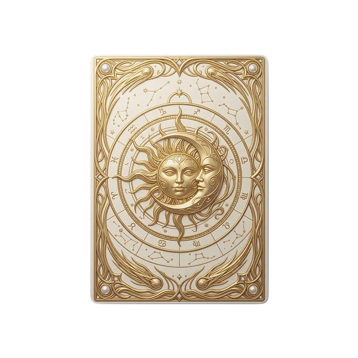 Celestial Sun and Moon Playing Cards | Gold Zodiac Constellation Poker Deck product image (2)