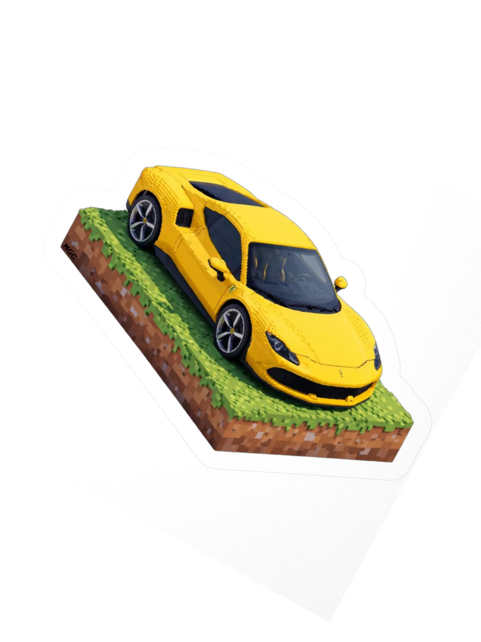 Yellow Ferrari 296 GTS Sticker (Pixel, Retro, Minecraft) product image (6)