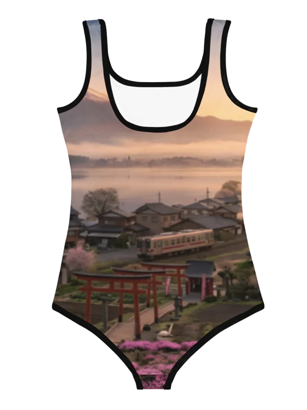 Mount Fuji & Japanese Village Kids One-Piece Swimsuit product image (1)