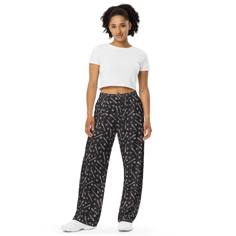 Bass Flute - Flutes and Snowflakes Unisex Wide-Leg Lounge Pants product image (3)