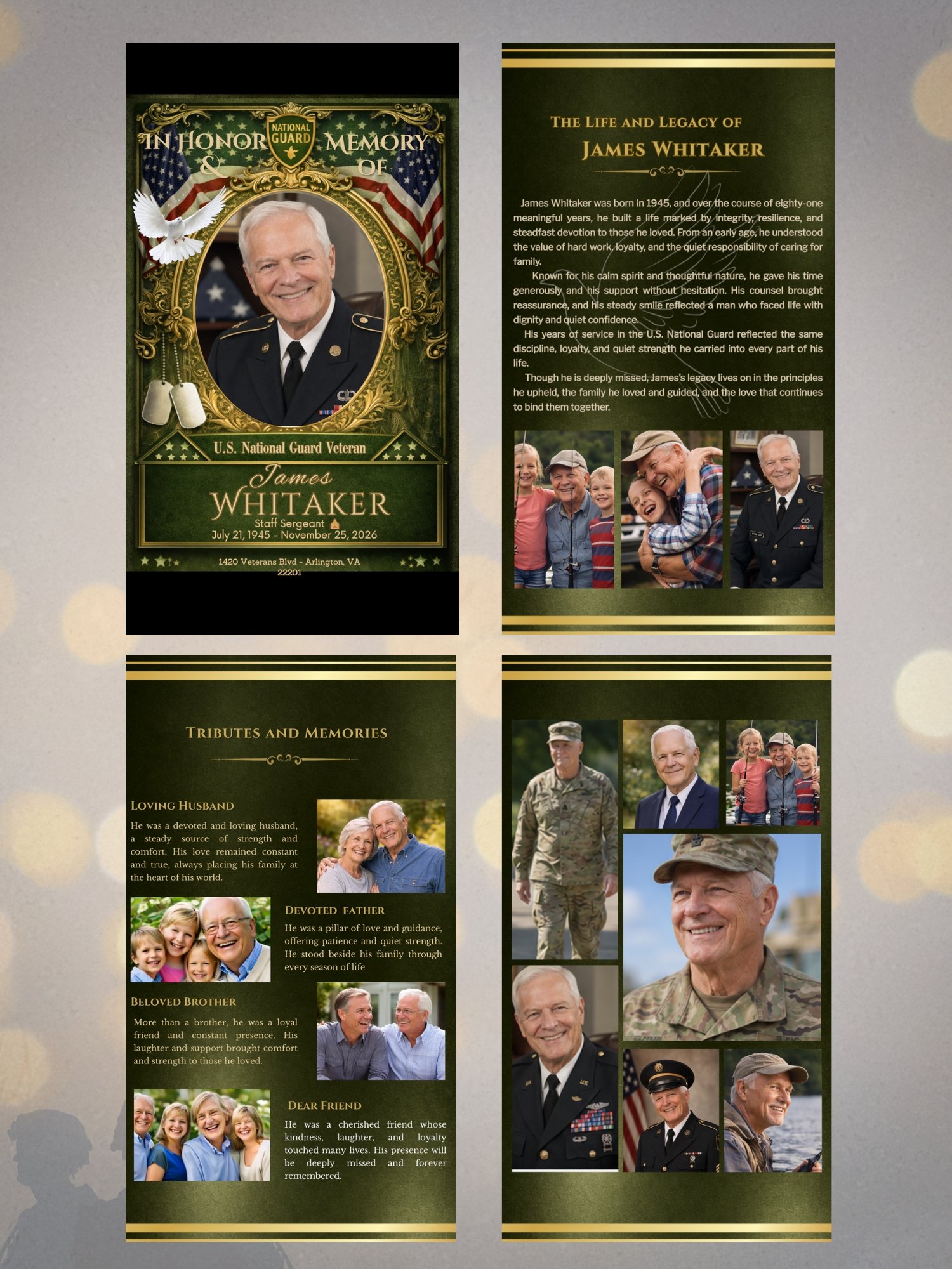 8-Page Army National Guard Funeral Program Template 17x11 & 14x8.5 with QR Code product image (7)
