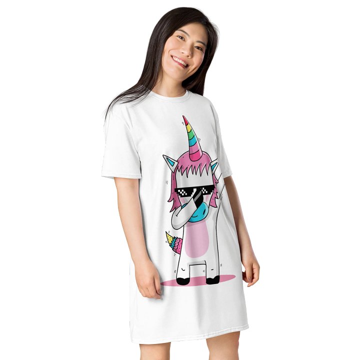 Rainbow Dab Uniporn T-Shirt Dress product image (2)