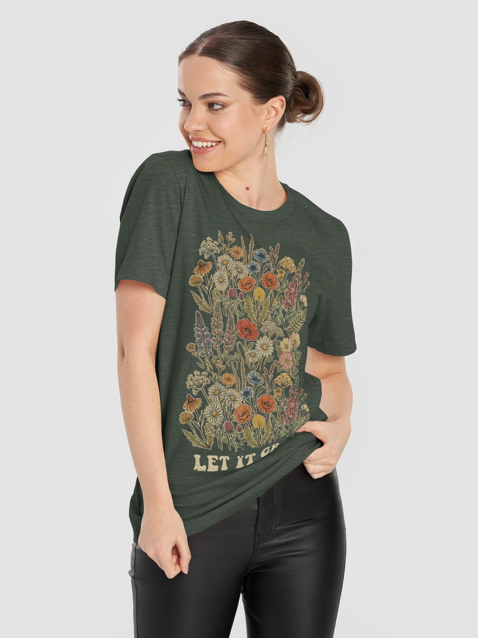 Boho Retro Floral Tee, "Let It Grow" Wildflower Collage Shirt for Nature Lovers & Wild Spirits product image (12)