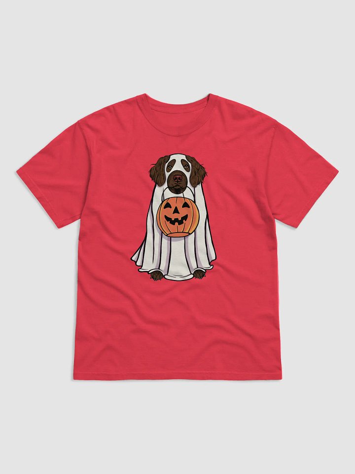Funny Halloween Boykin Spaniel T-Shirt | Funny Boykin Spaniel Wearing a Ghost Costume and Holding a Pumpkin Basket product image (1)