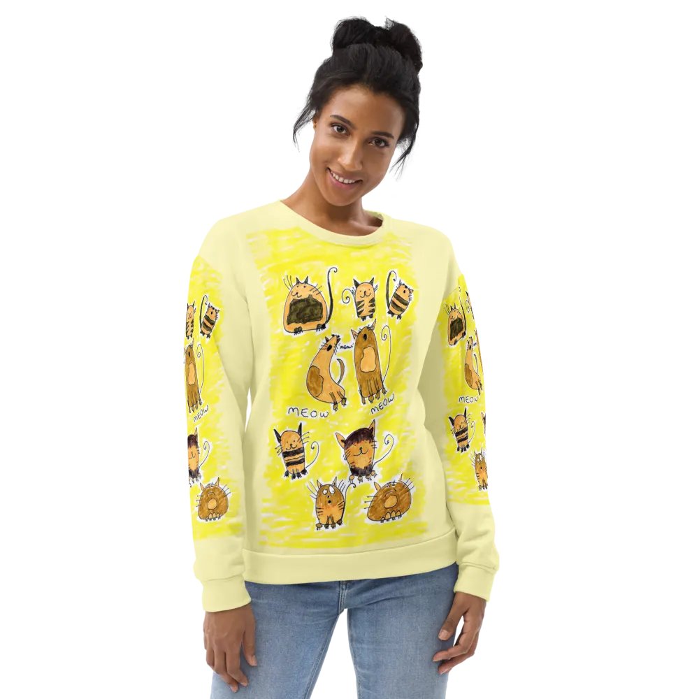 Abstract Doodle Cats Unisex All Over Print Sweatshirt product image (3)